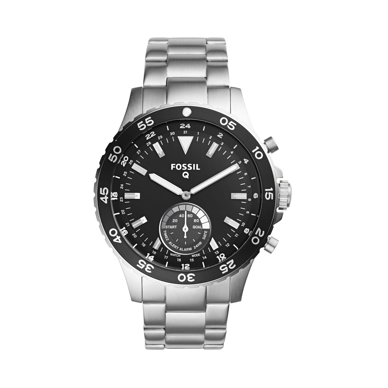 fossil q crewmaster hybrid black silicone smartwatch